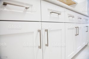 White kitchen cabinet in kitchen
